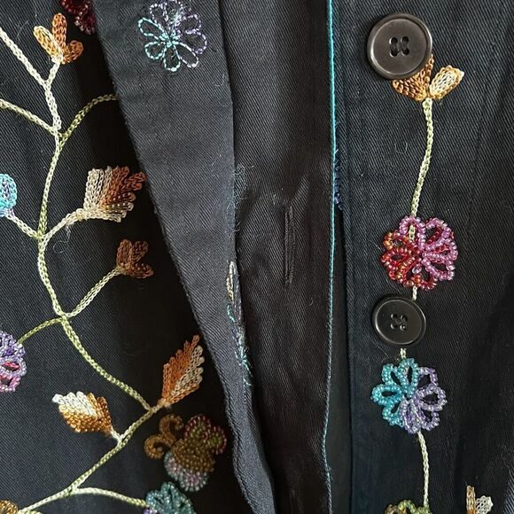 Quacker Factory Butterflies and Flowers Jacket and shirt Set Woman’s Large Beade - Picture 7 of 15